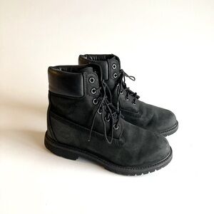 Timberland 8658A Black Waterproof Genuine Leather Combat Boots size 6